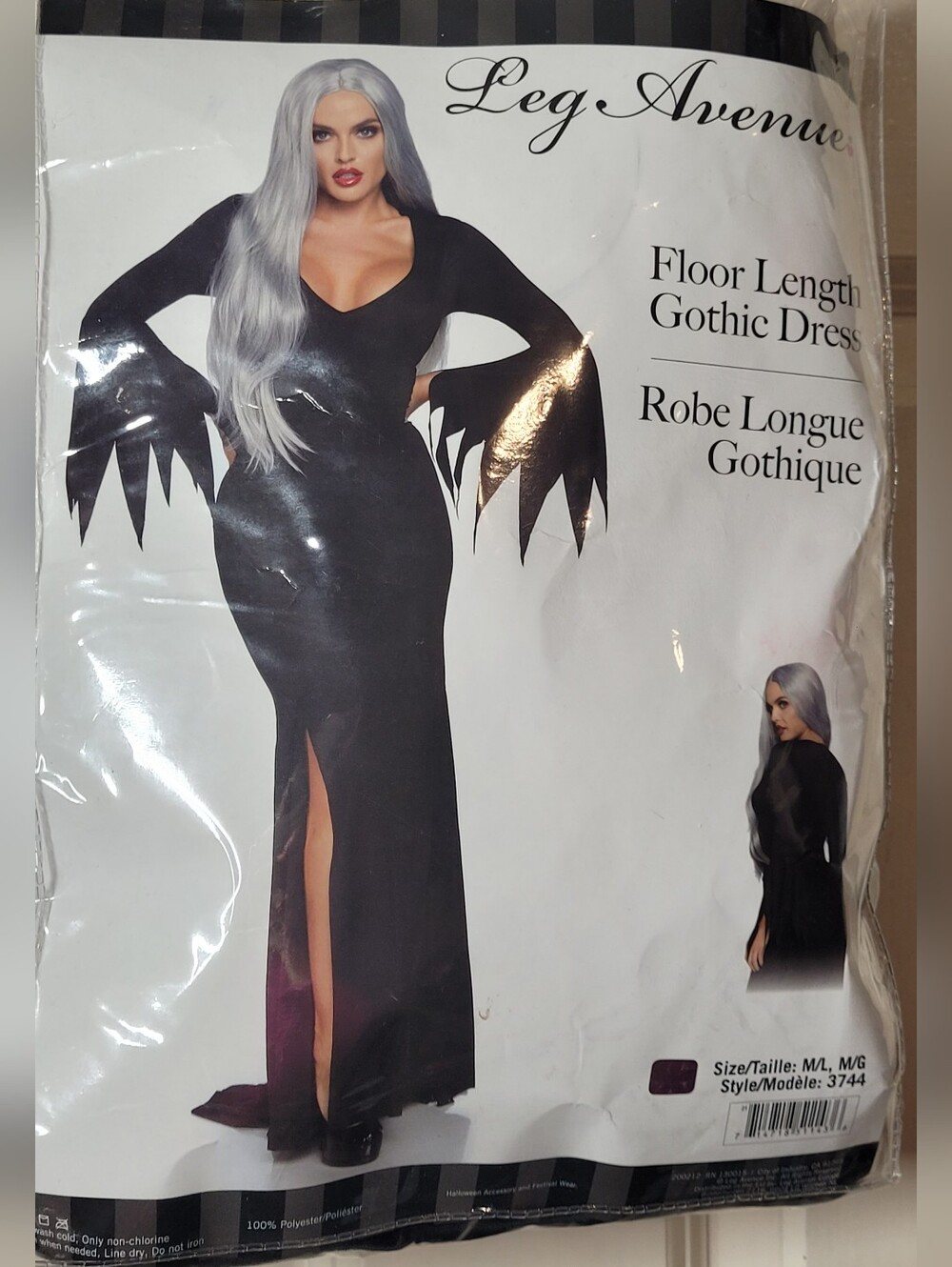 Leg Avenue Black Gothic Maxi Dress with Jagged Sleeves